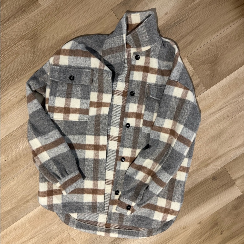 Plaid Button-Up Jacket